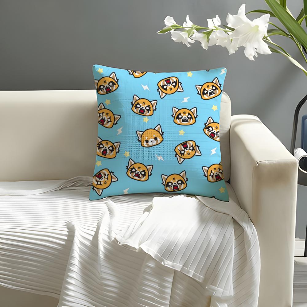 Cute anime AaggretsukoES Pillow Case Natural Linen Organic Fabric DoubleSided Printing Sofa Home Decor Cushion Cover