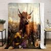 Highland Cow In a Flower Field Print Blanket Soft and Cozy Perfect for the Living Room Bed Sofa or a Nap,gift