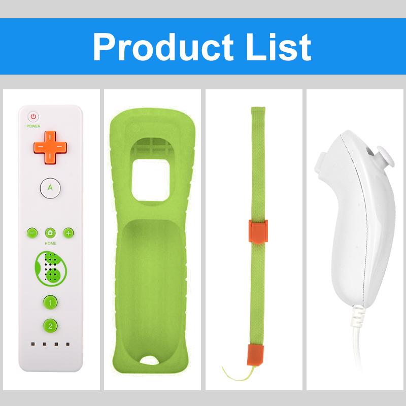 2 in 1 Wireless Remote Controller for Nunchuk Nintendo Wii Built-in Motion Plus Gamepad with Silicone Case Motion Sensor