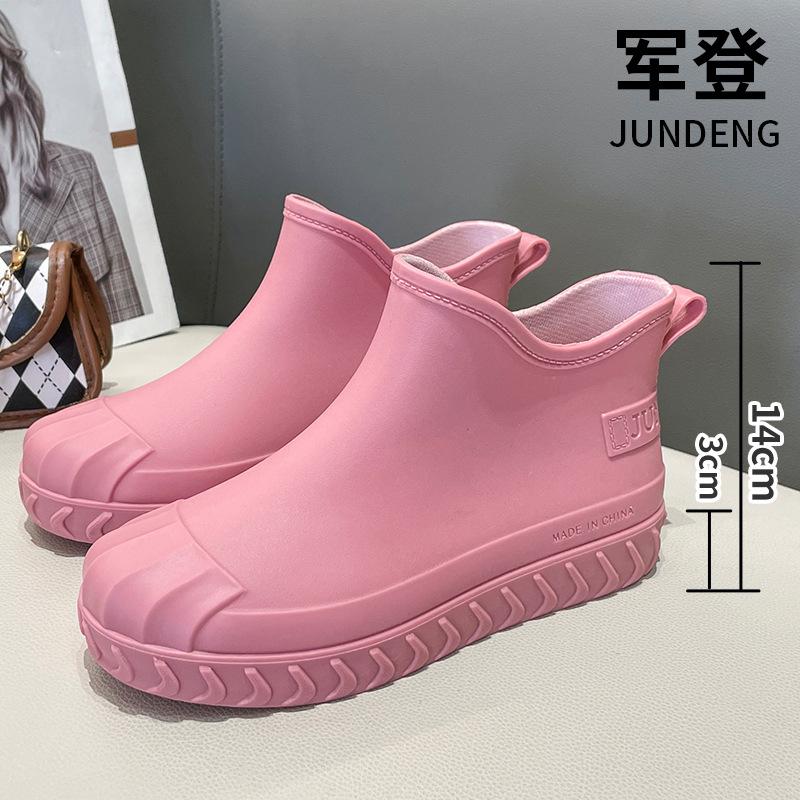 Four Seasons Rain Shoes Women's Fashion Outer Wear Short Tube Adult Women's Cute Waterproof Shoes Non-slip Women's Cotton Warm