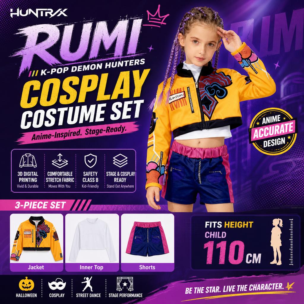 Girls' KPop Demon Hunters Rumi Cosplay Costume Set