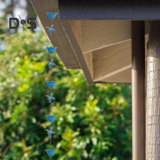 Catena Pluviale Colibrì 94,5" Appendi Acqua Piovana Campana Decorazione Esterna Catena Acqua Piovana Sostituzione Pluviale per Patio Cortile Grondaie