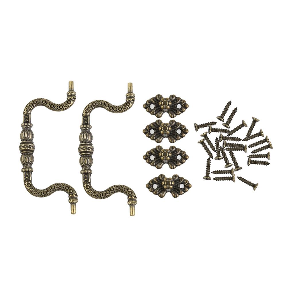 Set Pull Handles With Screws Zinc Alloy 2pcs Replacement Retro Tracery Arch Vintage Accessories Cabinet Decoration