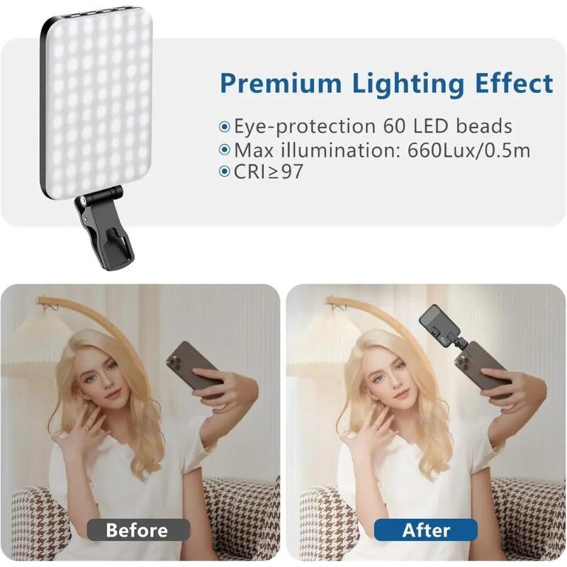 Portable Mini LED Selfie Fill Light 3 Modes Adjustable Brightness USB Rechargeable Lamp for Phone Computer Live Video Makeup