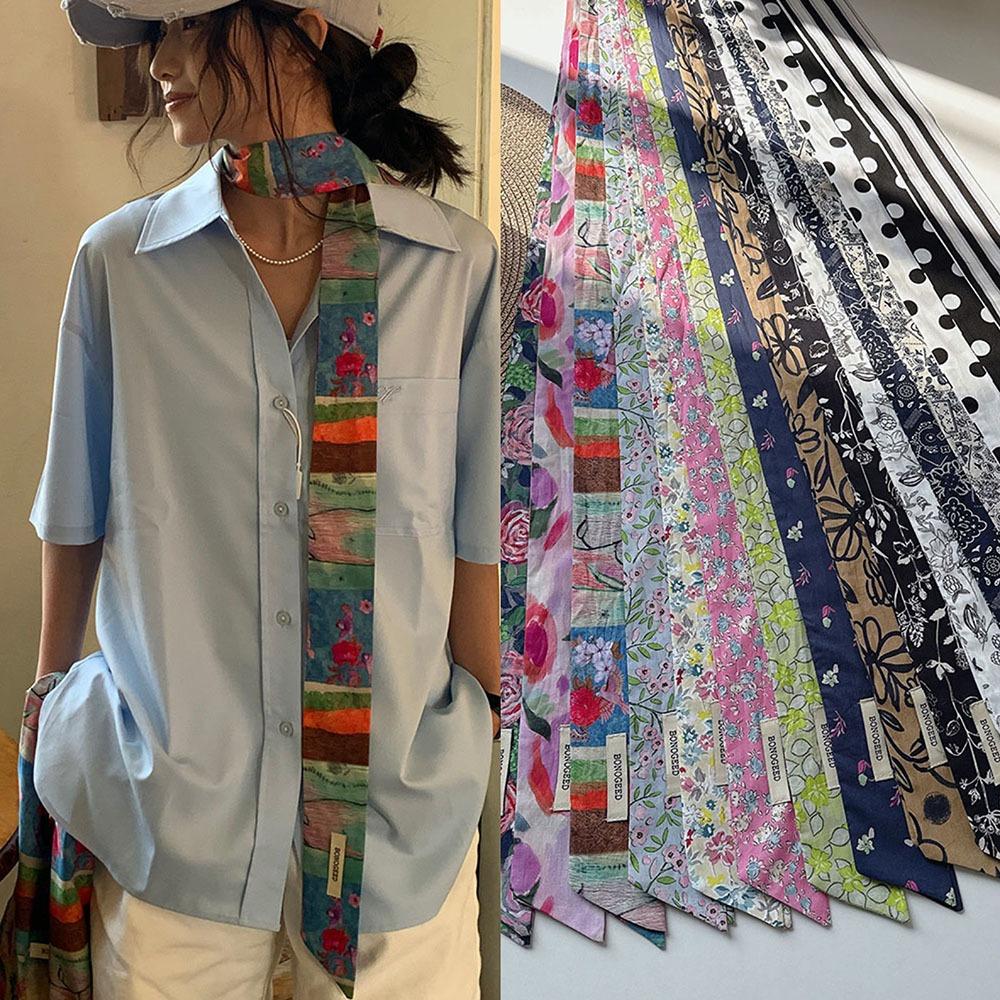 Cotton Scarf Headband Thin Waistband Belt Fashion Oil Painting Scarf  Outdoor