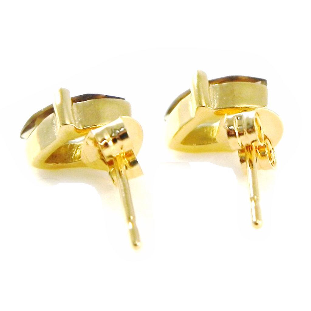 Les Trésors De Lily [C5674] - Gold Plated 'Almonds' Brown Earrings