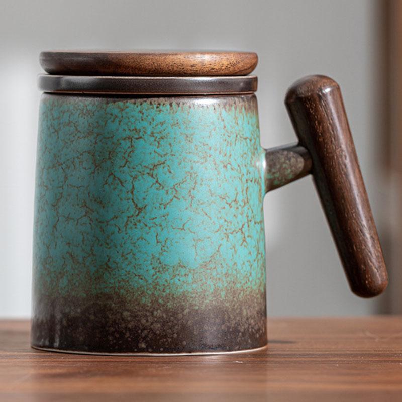 

Ретро Керамическая Кружка Большая Чайная Чашка с Фильтром Персонализированная Кофейная Кружка Портативная Кухонная Посуда Элегантная красивая Идея для праздничного подарка 301-400ml