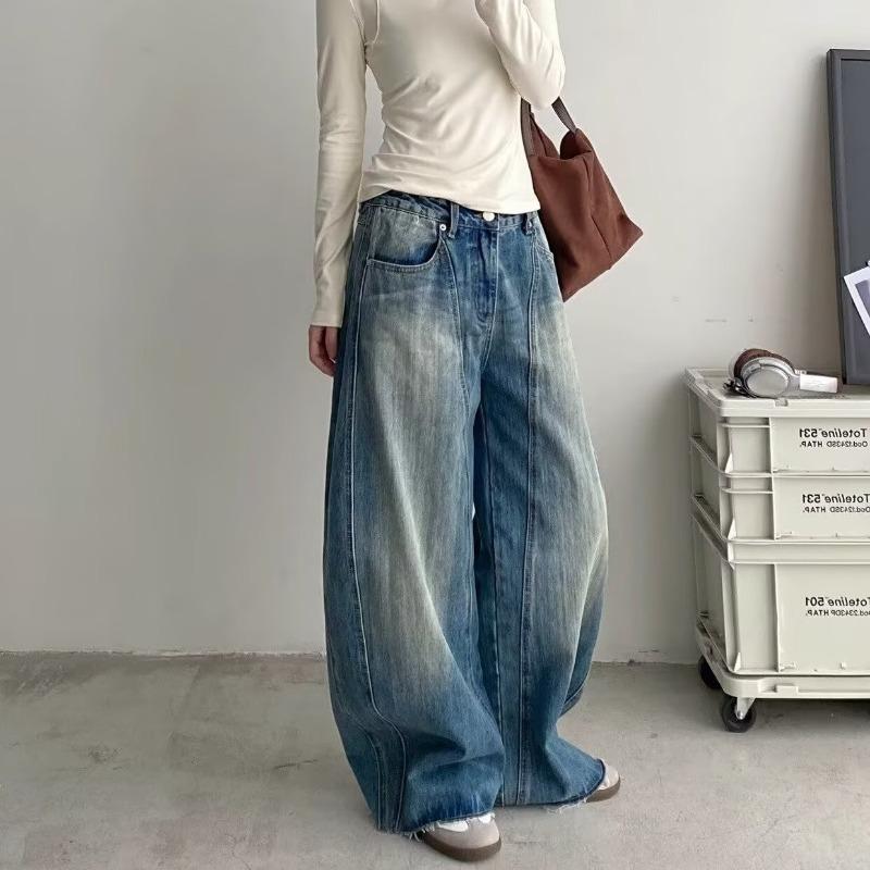 JYL Women s Wide-Leg Jeans Cross-Border Original American High-Waist Sickle Denim S бездна