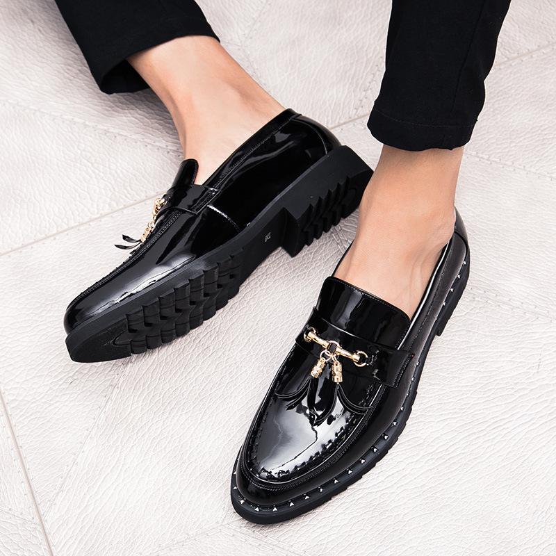 Men's Trendy Business Formal Leather Shoes - Large, Versatile, Breathable Pointed Toe with Bright Finish, Ideal for Weddings.