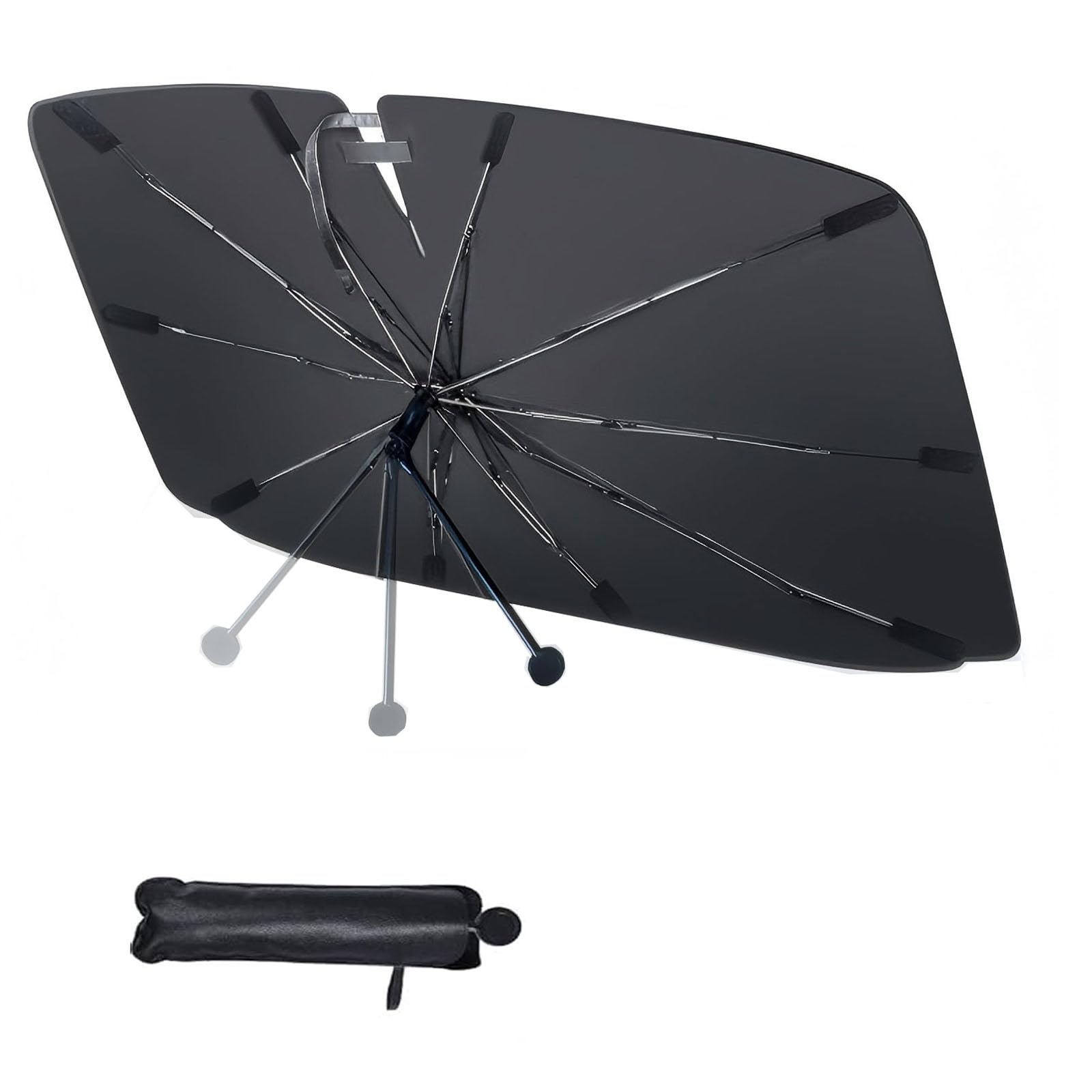 

BUFAN Car Front Folding Umbrella Heat UV Super Easy Rearview Mirror 10 Reinforced Flexible TPU Center Interior Scratch Ideal for Sleeping in the and чёрный