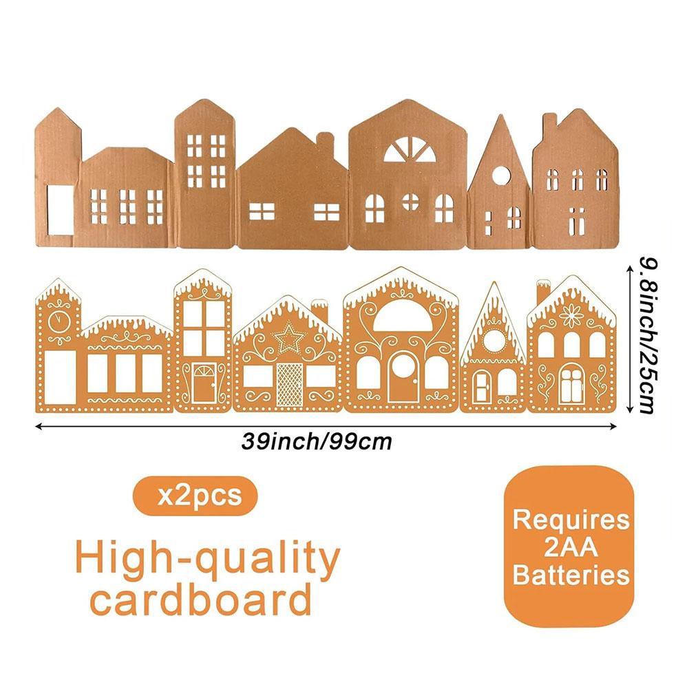 2pcs Christmas Gingerbread House Cardboard Kit Reusable, Glue Free And Easy To Assemble Parent Child DIY Interactive Props