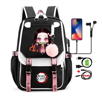 תיקי תרמיל אנימה שדים קוטלת Nezuko Kawaii Cartoon תיק בית ספר למבוגרים קיבולת גדולה מנגה לטיול יומי בנות תיקי ספרים