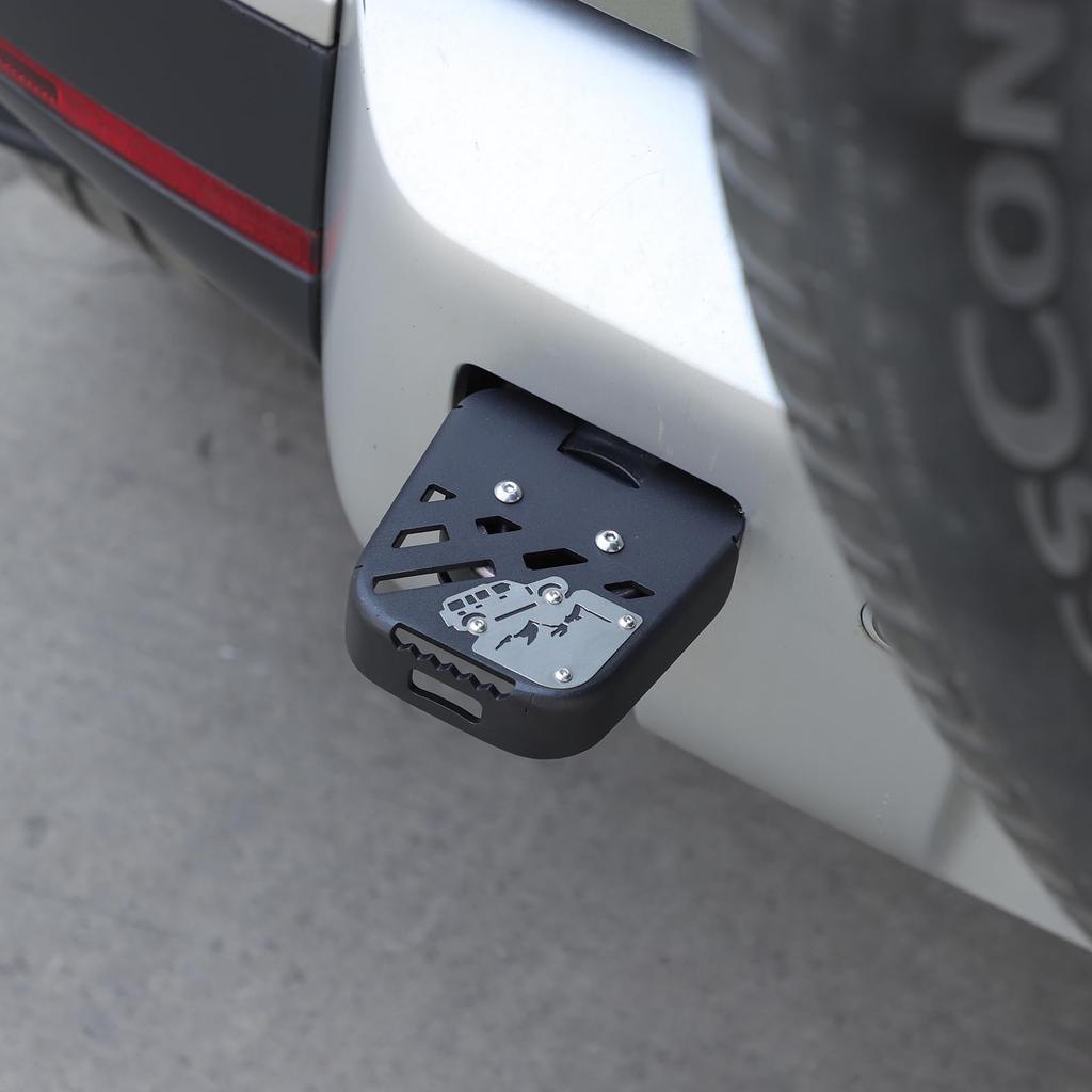 Tow Hook Step, Rear Step, Trailer Hook for Land Rover Defender 90/110 (2020-Present), Exterior Part, Car Accessory, Carbon Steel, Black (Black Type 1)