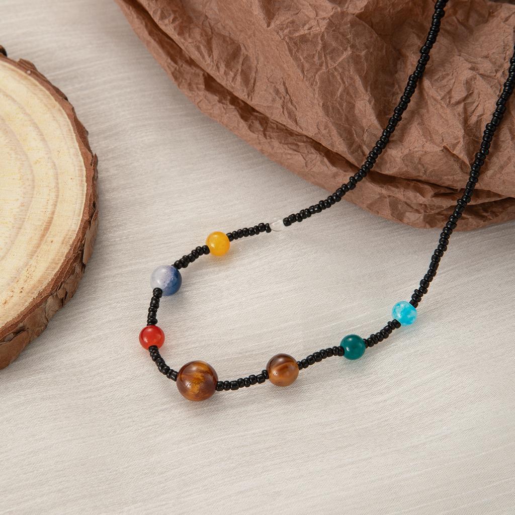 Summer Color Fresh Beaded Necklace Women'S Retro Dopamine Cool Clavicle Chain Simple Niche Premium Necklace