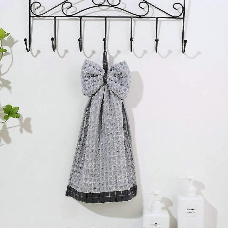 3 Pack Bowknot Hand Towel - Soft Dish Wipe Cloth With Hanging Loop For Kitchen Bathroom, Microfiber Coral Velvet Cute Hand Towel For Kids, Adults