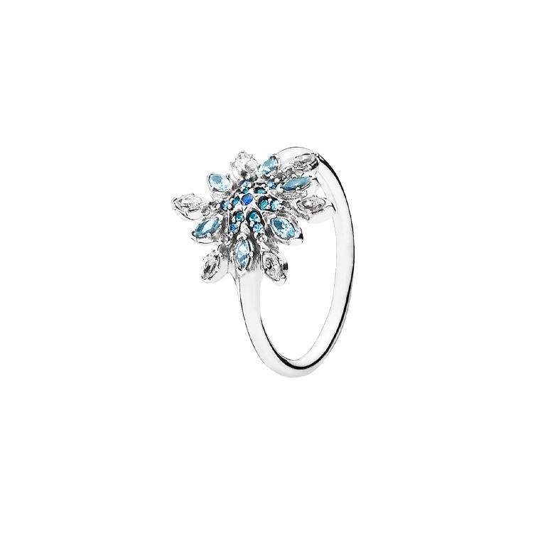 Pandora Crystal Snowflake Ring Women rings Silver 190969NBLMX 54