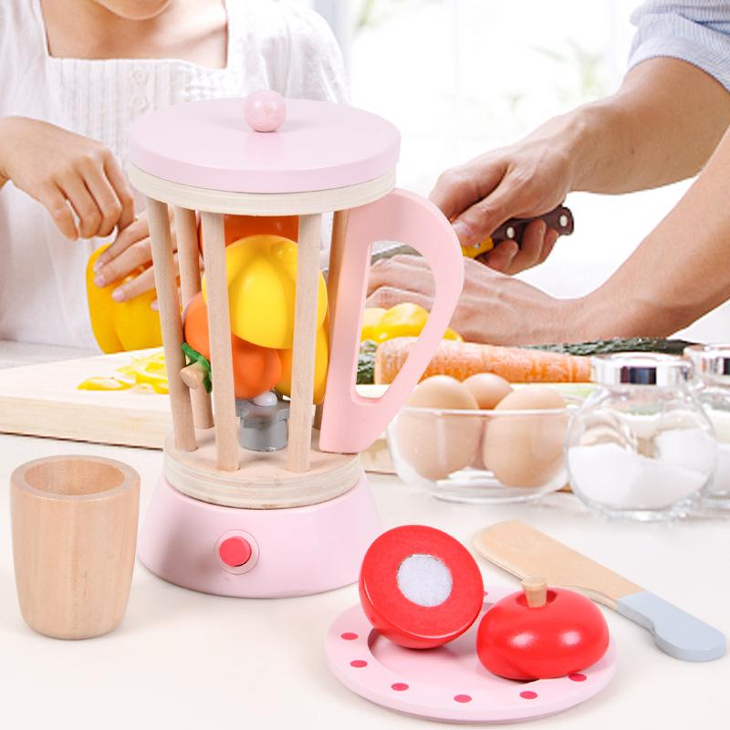Playing House Wooden Kitchen Home Appliances Toys Children's Simulation Oven Bread Maker Juicer Cutting Music Kitchenware