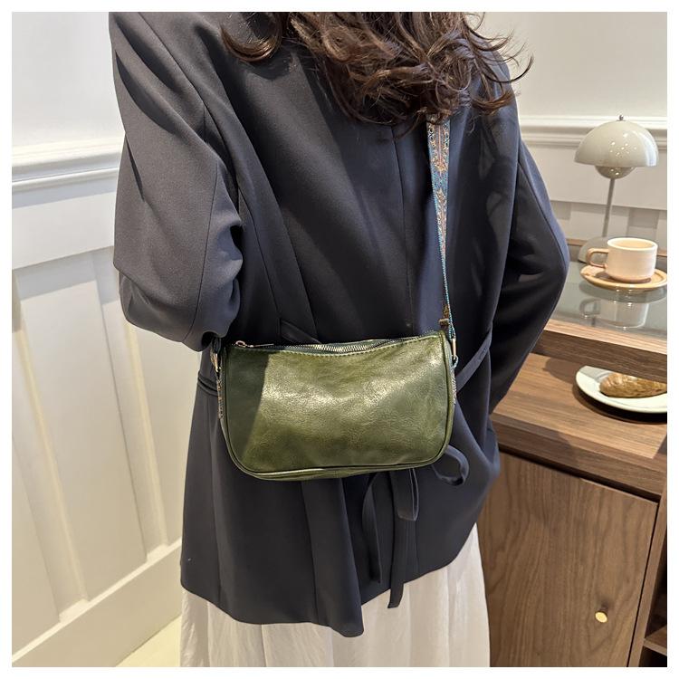 Soft Faux Leather Large Capacity Casual Shoulder Bag Simple Solid Color Crossbody Handbag