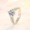 925 Sterling Silver Women's Open Prong Fashionable Four Prong 2Carat Diamond Adjustable Jewelry Accessories Gift Jewelry