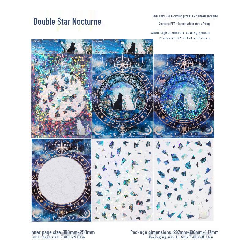 MòMò PET Наклейки-пазлы: Ретро-светильник-ракушка, серия «Темная тень» - Миниатюрная сцена и тихий журнал для снятия стресса.