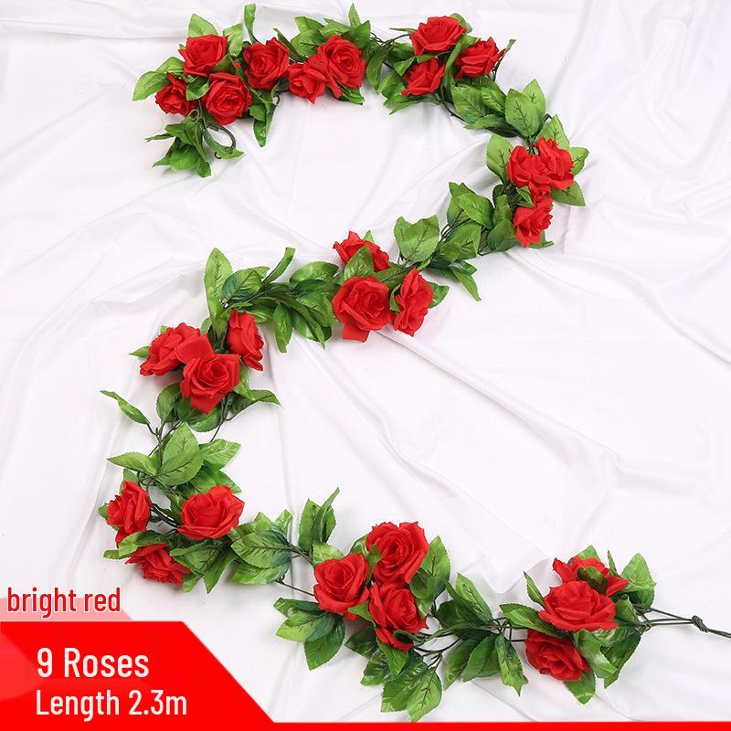 Artificial Rose Vine Ceiling Decor with Rattan for Living Room and AC Pipe Cover