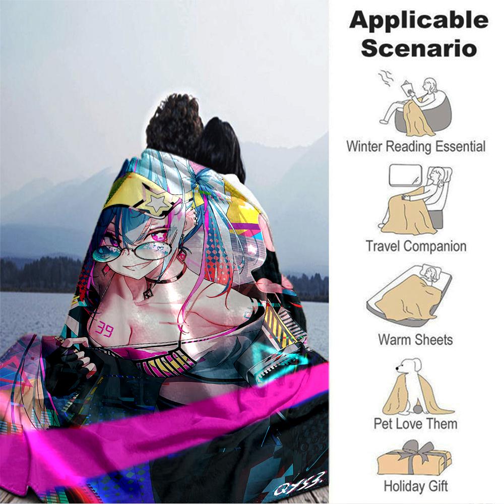 Cyberpunk Neon Future Blanket Soft Throw Blanket For Home Bedroom Bed Sofa Travel Office Solid Christmas Blanket