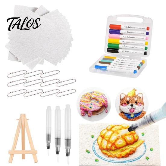 Sketch And Color Water Activation Kit Magic Foam Texture Painting DIY 3D Art with Mess-Free Brush Pens Puffy Popcorn Drawing Canvas Sponge Craft