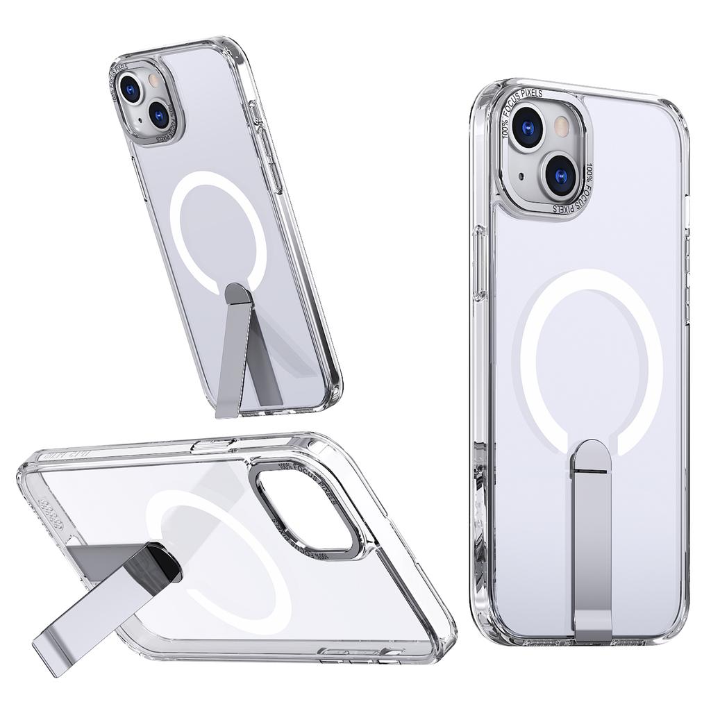 For iPhone 15 Plus Case Compatible with MagSafe Kickstand TPU + Acrylic Phone Cover