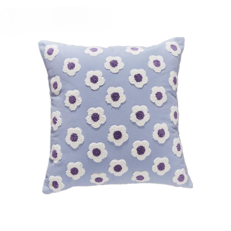 45X45cm Daisy Embroidery Throw Pillow Covers Square Rural Plant Sofa Pillow Cases Stamping Waist Cushion Cover Home Bed Decor