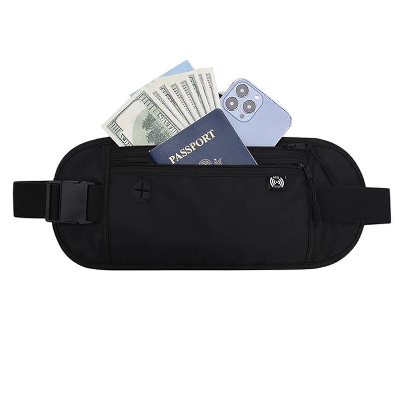 

[Cedar Eight] security pouch Anti-theft Thin passport case overseas travel Skimming prevention waist pouch (black)