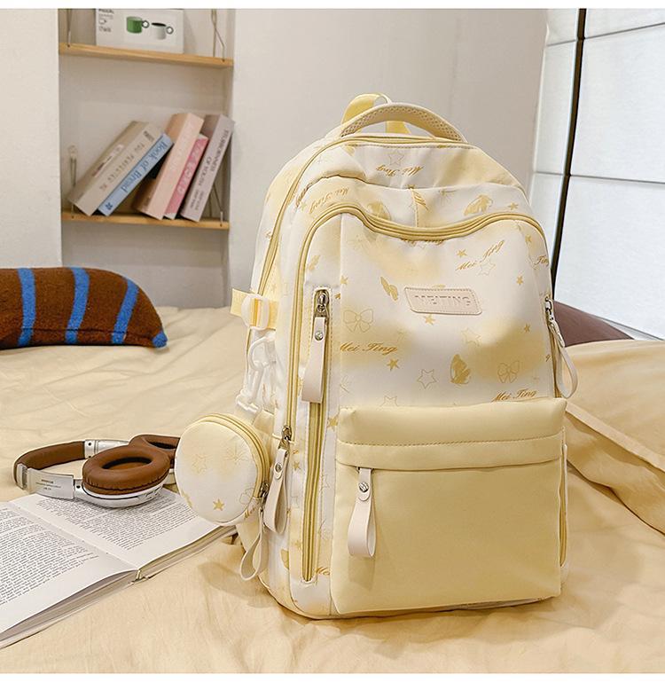 Schoolbag New Japanese Ins High Value Fresh Sweet Cute Butterfly Graffiti Backpack Junior High School Students Lightweight Backpack
