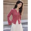 Elegant V-Neck Pleated Slim-Fit Long Sleeve T-Shirt