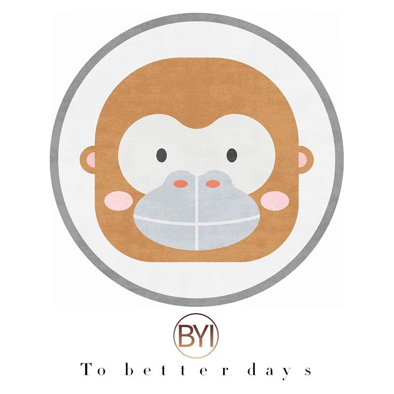 Cartoon Carpets for Living Room Cute Bedroom Decor Round Rugs Non-slip Chair Floor Mat Children's Room Bedside Carpet Study Rug