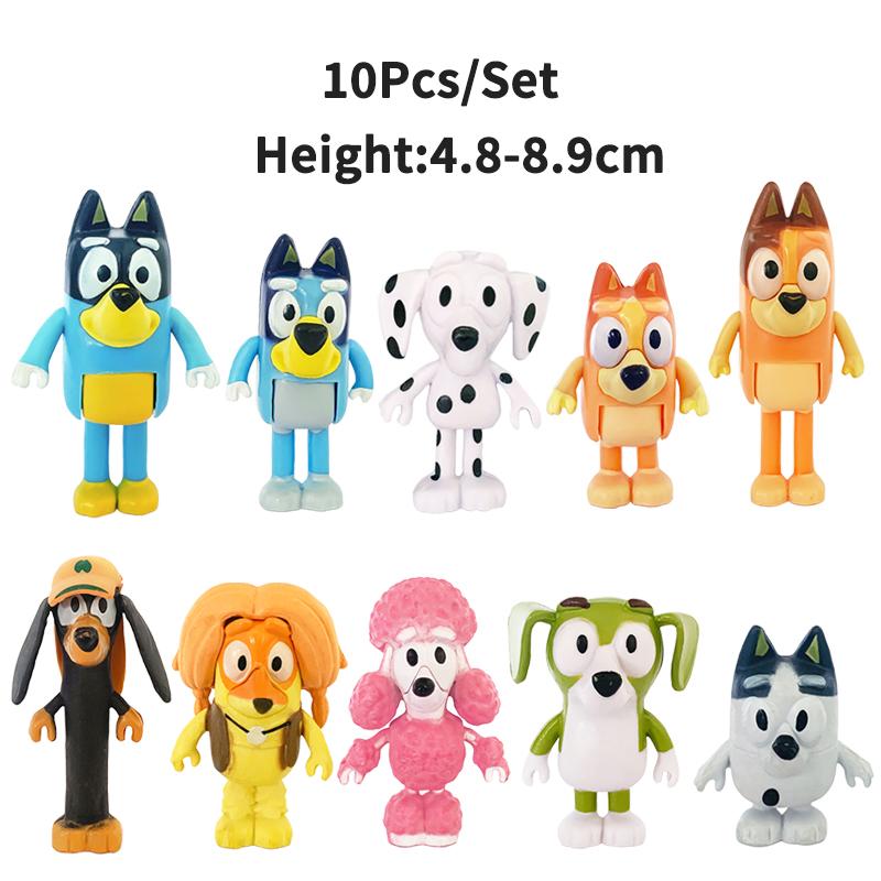 

Блуи и Бинго Семейная серия Аниме Экшн-фигурка Модель Мультяшные Мини ПВХ Куклы Украшения Детский Декор на День рождения Игрушки Подарок