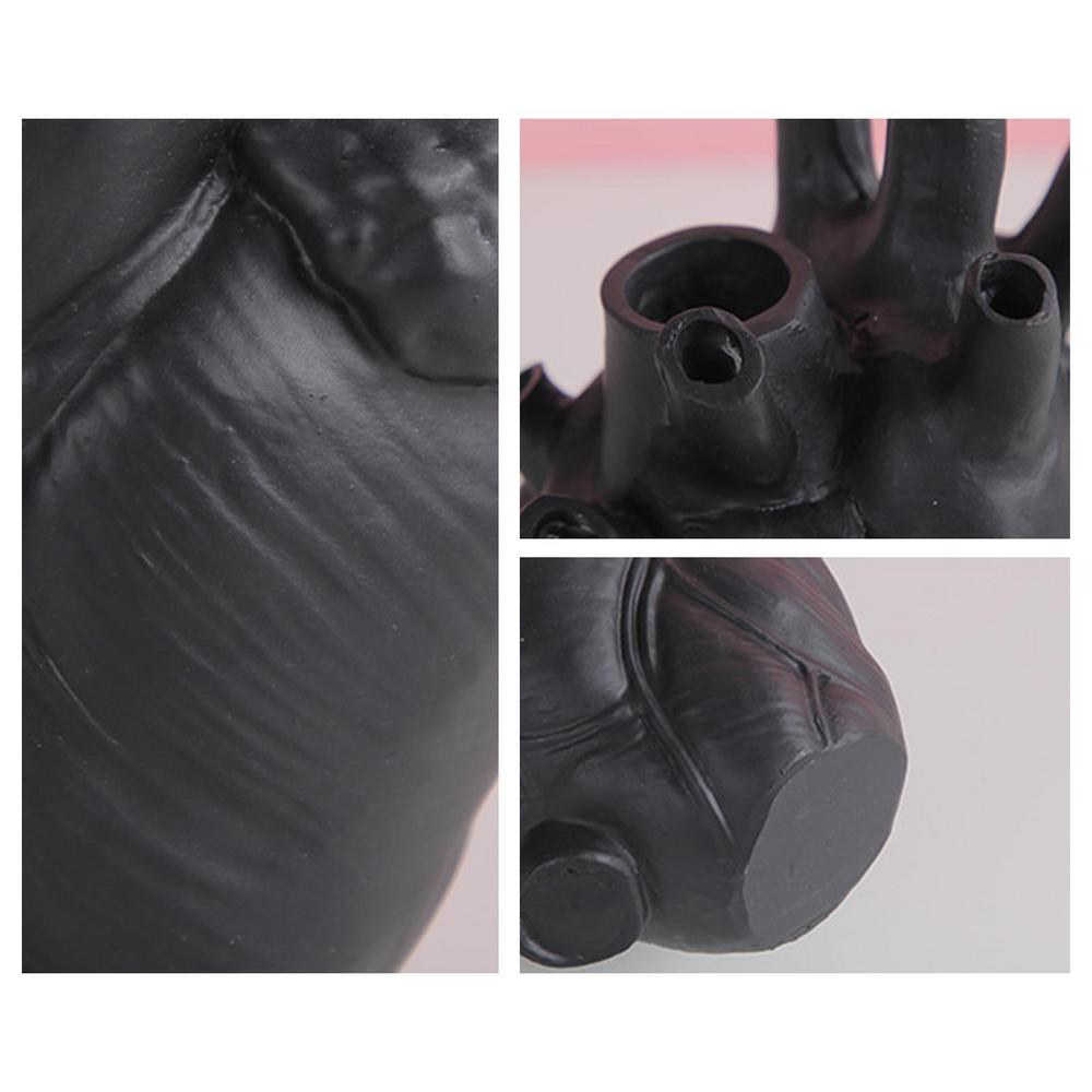Vase en forme de cœur en résine, Vase créatif en forme de cœur pour Halloween, noir et blanc, en céramique, ornement de bureau pour la décoration de la maison