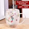 350ml Double Layer Glass Cup with Dry Flower Decoration and Exquisite Drinking Coffee Insulated Drinkware Kitchen Supply