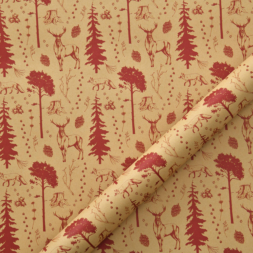 50x70cm 1 Roll Christmas Gift Wrapping Paper with Snowflake, Santa Claus, Reindeer Printed for Christmas, New Year Celebration