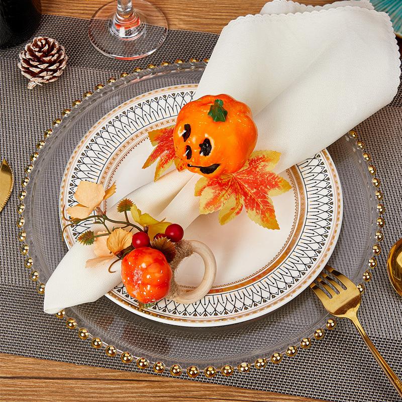 Halloween Decorative Napkin Button New Halloween Pumpkin Skull Napkin Ring Easter Pumpkin Maple Leaf Napkin Ring