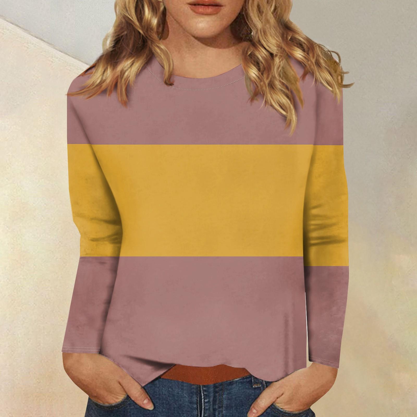 Женская модная повседневная футболка с круглым вырезом и длинным рукавом с принтом — фото 7