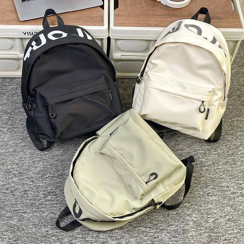 Solid Color Fashionable Letter Pattern Lightweight Neutral Backpack Outdoor For