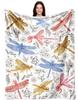 Dragonfly Throw Blanket Ultra Soft Cozy Lightweight Fuzzy Plush Flannel Fleece Blanket for Chair, Bed, Couch, Office & Travel
