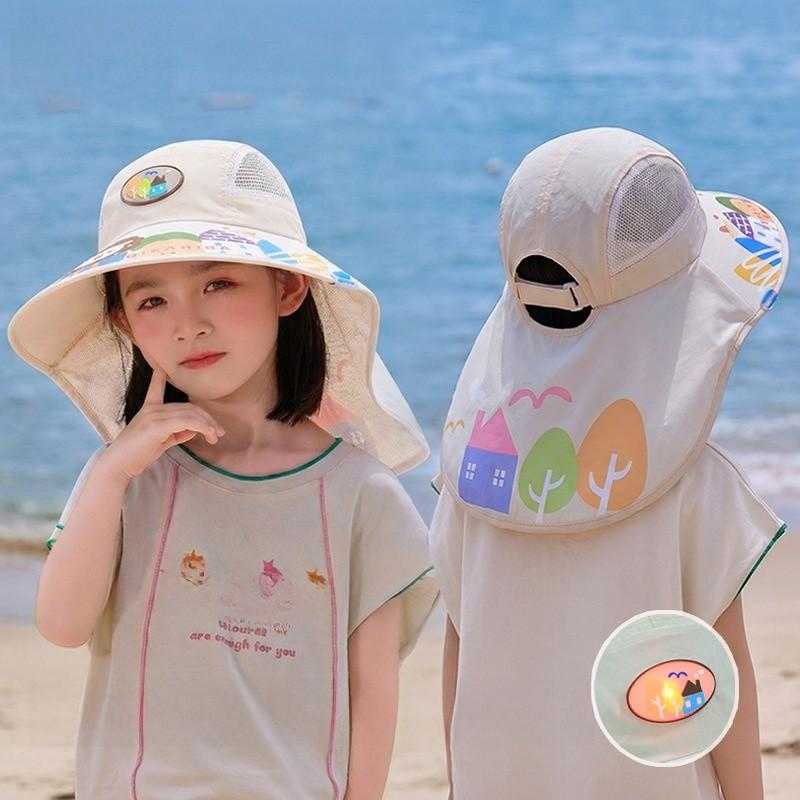 Childrens Cartoon Sun Hat With Wide Brim For Summer Outdoors Girls Boys