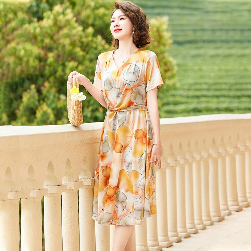 Jianhu Women s Summer Waist-Cinched Midi Dress L