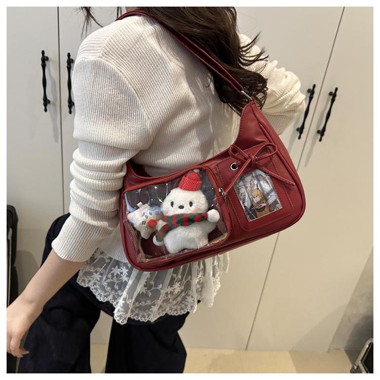 Cross-border Girls Anime Ita Bag - Large Capacity Transparent Button Shoulder Bag