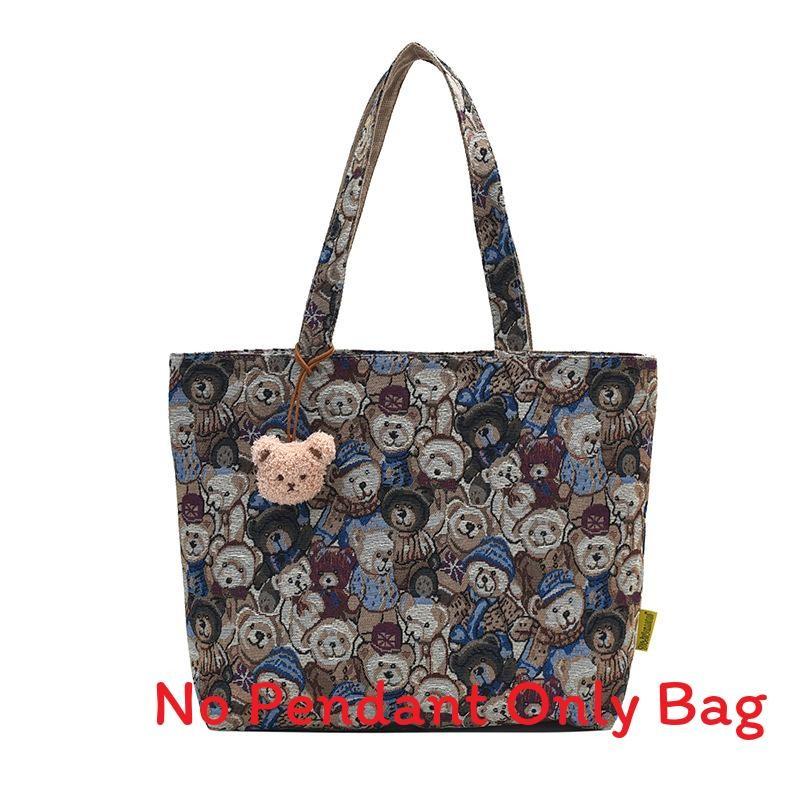 

Ins Kids Cartoon Bear Canvas Backpack With Lightweight Durable Storage For Elementary Students чорний