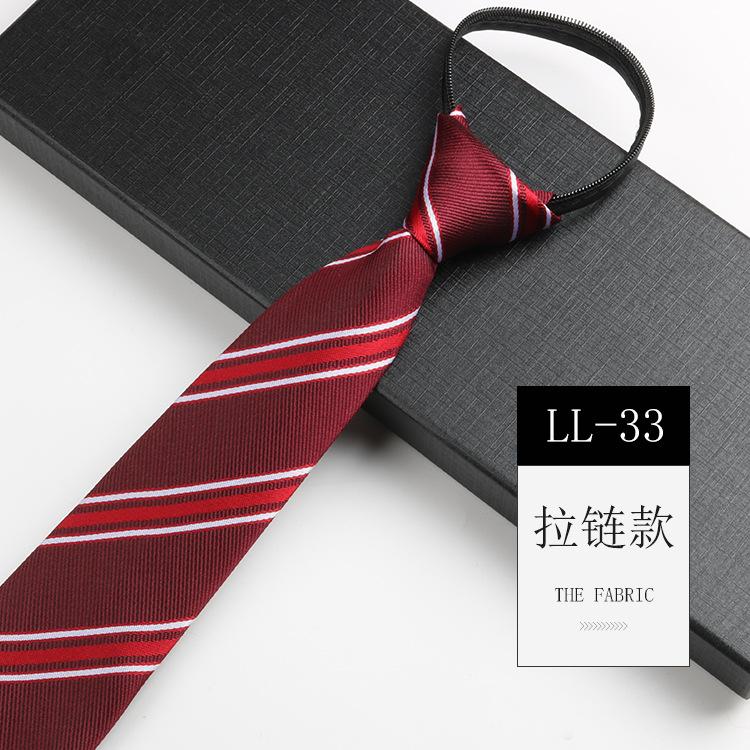 Tie Men'S, Business Zipper Work Security Shirt Striped Red Blue 8Cm Knot Free Easy To Pull