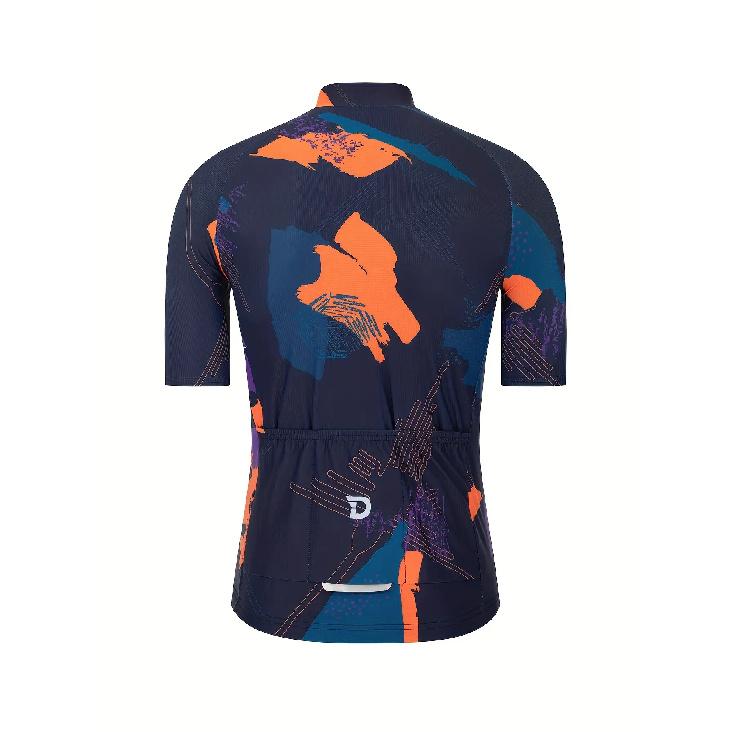 Men'S Cycling Jersey - Breathable Moisture-Wicking Short Sleeve Top with Geometric Pattern, Zipper Cs for Training, Racing, Spring Summer Fall,