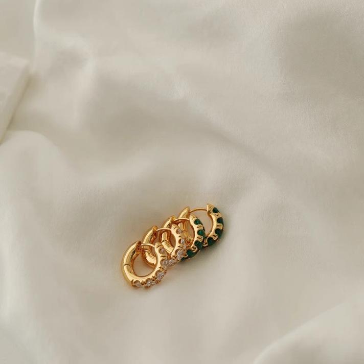 Temperament Retro Gemstone Earrings Simple Fashion Small Design Ear Buckle Style Personality Elegant Classic Casual Daily Accessories
