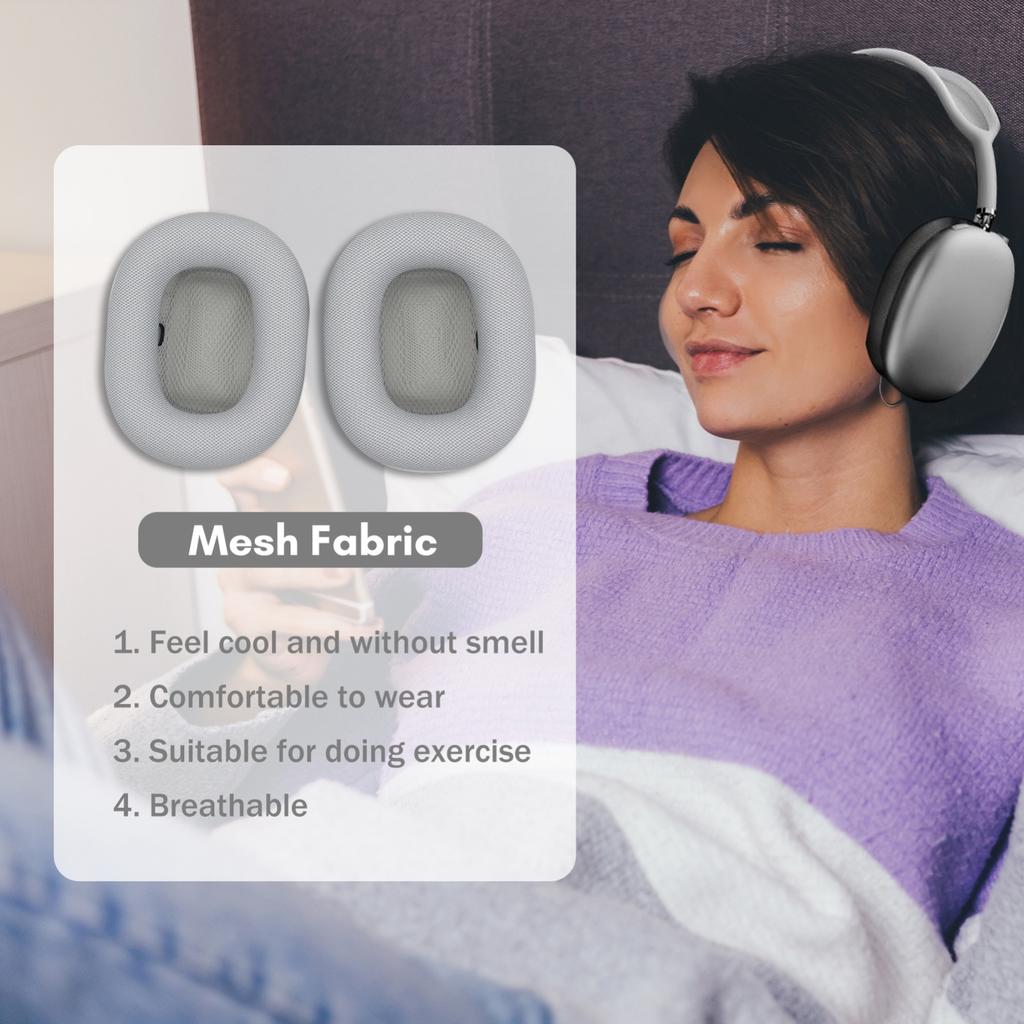 Mesh Fabric Earpads Replacement Headphones Cushion Easy To Install Compatible with Apple AirPods Max