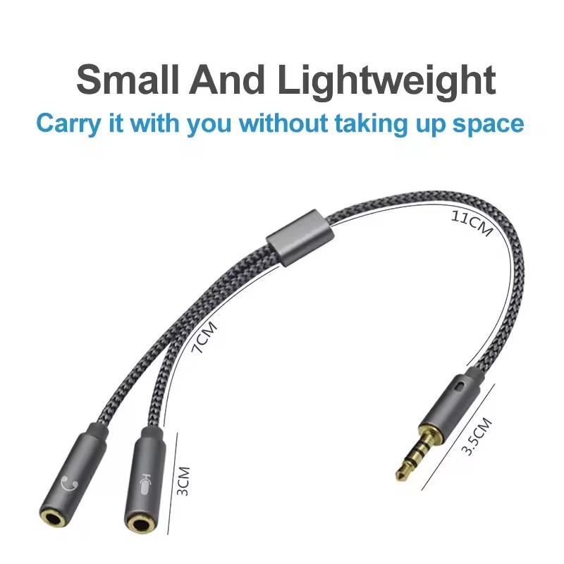 Headphone Splitter Audio Cable Adapter Jack 3.5mm Male to 2 Female Earphone Y Splitter Extension Cord for Phone Laptop PS5 MP3